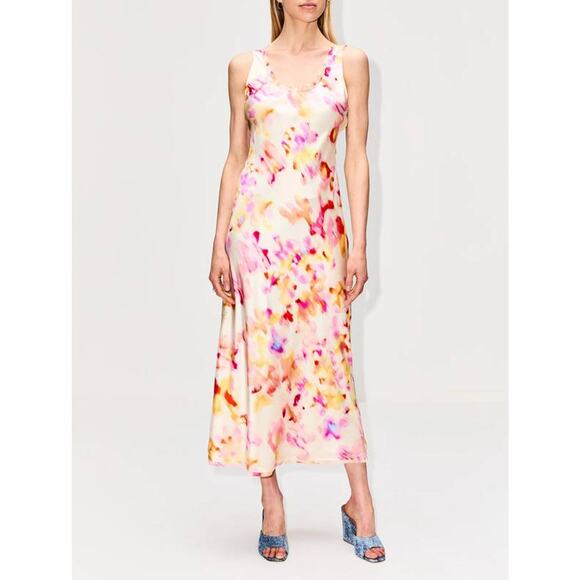 La Ligne NYC Bias Silk Tank Dress in Light Yellow Pink L - Picture 1 of 5